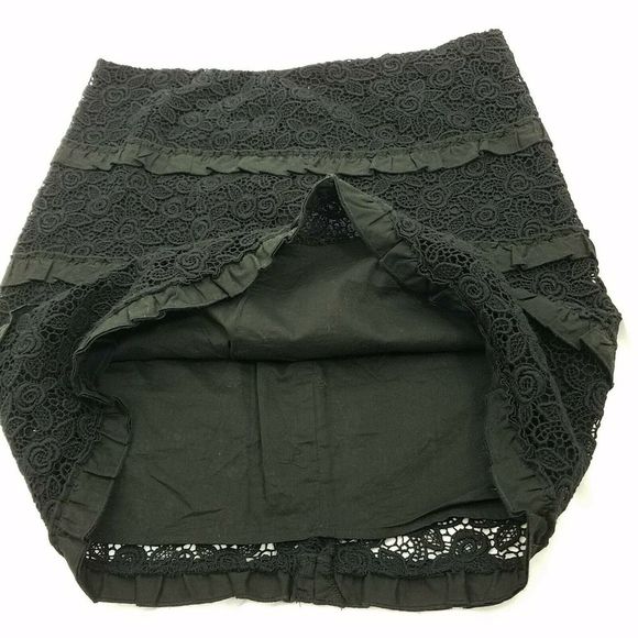 INC Skirt Black Lace A-Line Miniskirt 8 Boho International Concept Tiered Ruffle - Picture 5 of 7
